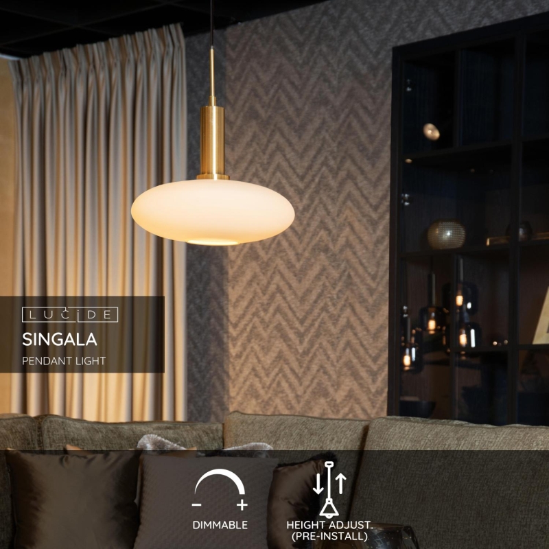 Lucide SINGALA - Závesné svietidlo - Ø 30 cm - 1xE27 - matné zlato / mosadz